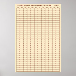 Undatierter Jahresübersichts-Wandplaner-Kalender Poster