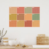 Undatierter leerer Erdtöne-Boho-Planer-Kalender Poster (Küche)