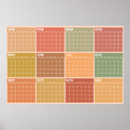 Undatierter leerer Erdtöne-Boho-Planer-Kalender Poster