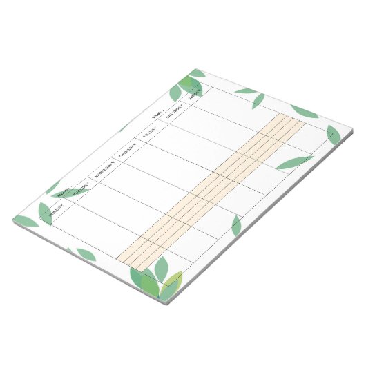 Undatierter minimaler Wochenplaner Notizblock (angewinkelt)