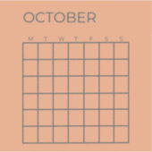 Undatierter Oktober-Kalender für Planer Aufkleber (Vorderseite)