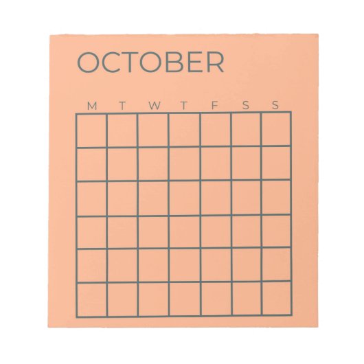 Undatierter Oktober-Kalender für Planer Notizblock (Vorderseite)