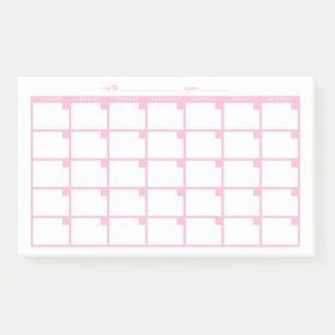 Undatierter Sticky-Notiz-Kalender - Rosa Post-it Klebezettel