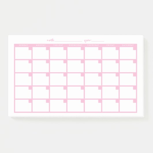 Undatierter Sticky-Notiz-Kalender - Rosa Post-it Klebezettel (Vorderseite)