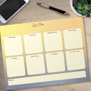 Undatierter Wochenplaner, To-Do-Liste, Notizblock