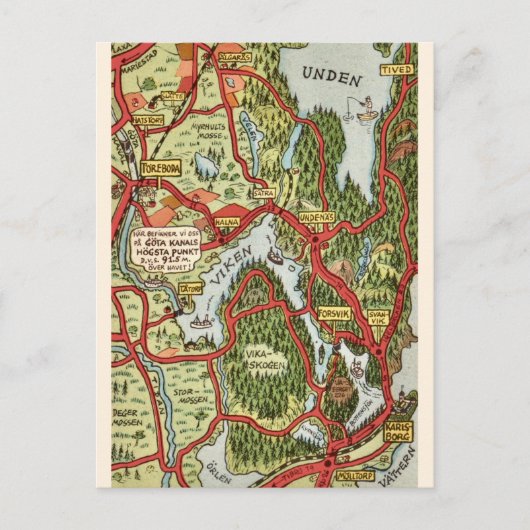 Unden-See Schweden Postkarte (Vorderseite)