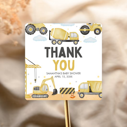 Under Construction Baby Shower Quadratischer Aufkleber