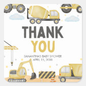 Under Construction Baby Shower Quadratischer Aufkleber (Vorderseite)