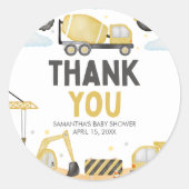 Under Construction Baby Shower Runder Aufkleber (Vorderseite)