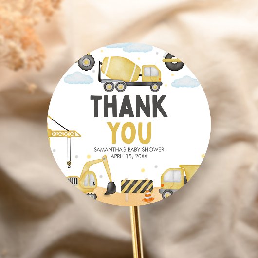 Under Construction Baby Shower Runder Aufkleber