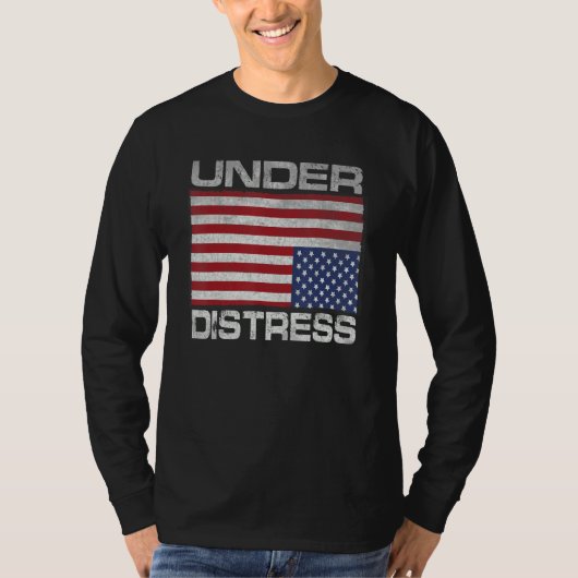 Under Distress Tattered Upside Down American Flag T-Shirt (Vorderseite)
