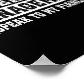 Under New Management Speak To My Fiancée Funny Hus Poster (Ecke)