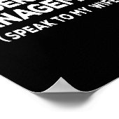 Under New Management Speak To My Wife Fun Newlywed Poster (Ecke)