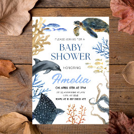 "Under Sea" Aquarell Ocean Life Babydusche Einladung