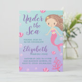 "Under Sea" Meerjungfrau zum Geburtstag Einladung (Stehend Vorderseite)