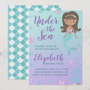 "Under Sea" Meerjungfrau zum Geburtstag Einladung