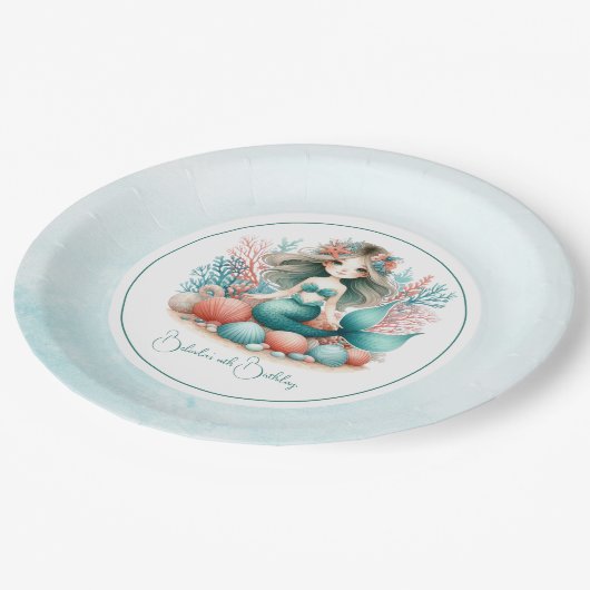 "Under Sea Princess" Mermaid Birthday Party Pappteller (Schrägansicht)