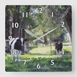Under the Cottonwood Quadratische Wanduhr