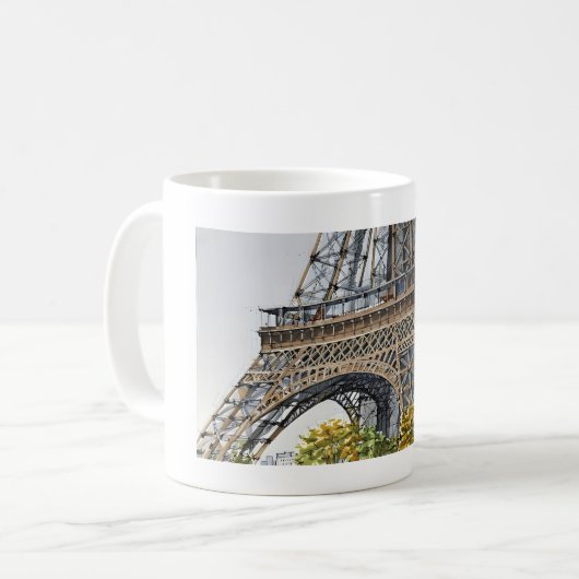 Under the Eiffel Tower – Hand-Drawn Sketch Art Kaffeetasse (Vorderseite Links)