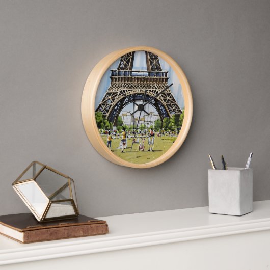  Under the Eiffel Tower – Hand-Drawn Sketch Art Uhr (Büro)