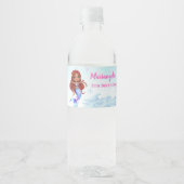 Under the sea - Afro Mermaid Birthday Wasserflaschenetikett (Vorderseite)