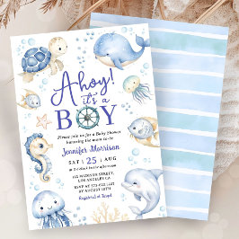 Under The Sea Ahoy It's A Boy Ocean Baby Shower  Einladung