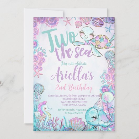 Under the Sea Animals Birthday Invitation Einladung (Vorderseite)
