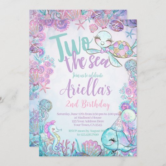 Under the Sea Animals Birthday Invitation Einladung (Vorne/Hinten)
