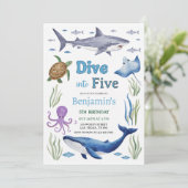 Under the Sea Animals Birthday Party Einladung (Stehend Vorderseite)
