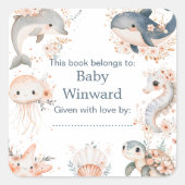 Under The Sea Animals Birthday Party Quadratischer Aufkleber (Vorderseite)