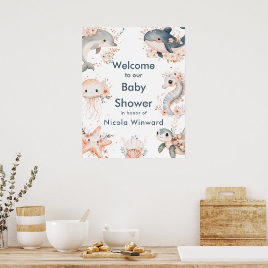 Under The Sea Animals Birthday Party Welcome Poster (Küche)