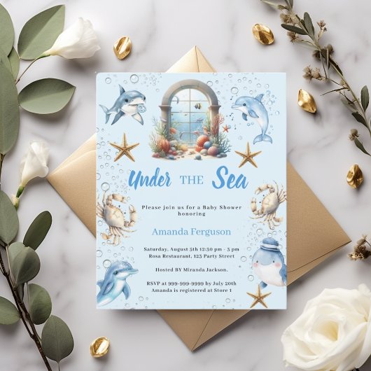 Under the sea animals boy Baby Shower invitation