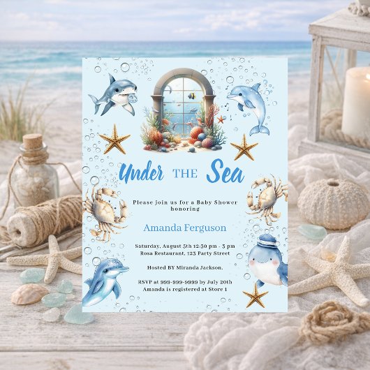 Under the sea animals boy Baby Shower invitation