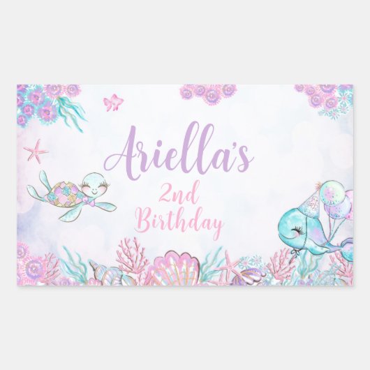 Under the Sea Animals Rectangular Label Rechteckiger Aufkleber (Vorderseite)