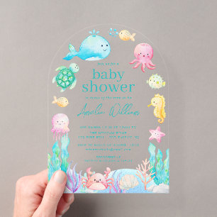Under The Sea Baby Shower-Abenteuer Acryleinladungen