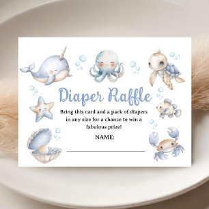 Under The Sea Baby Shower Blaue Windel-Raffle Begleitkarte