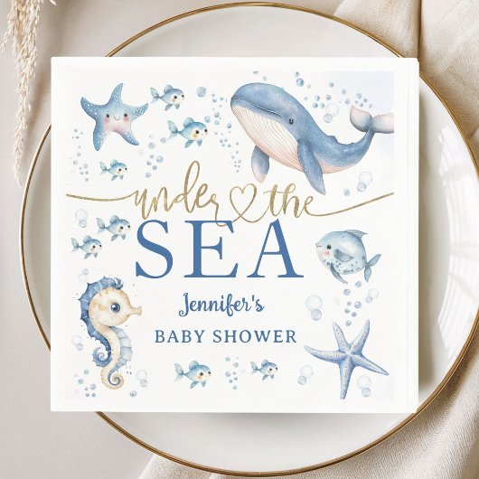 Under The Sea Baby Shower Boy Blue Ocean Paper Serviette