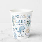 Under The Sea Baby Shower Boy Blue Ocean Pappbecher (Rückseite)