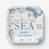 Under The Sea Baby Shower Boy Blue Ocean Pappteller (Vorderseite)