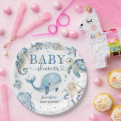 Under The Sea Baby Shower Boy Blue Ocean Pappteller (Party)