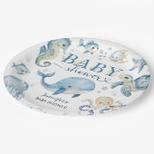 Under The Sea Baby Shower Boy Blue Ocean Pappteller (Schrägansicht)