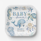Under The Sea Baby Shower Boy Blue Ocean Pappteller (Vorderseite)
