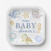 Under The Sea Baby Shower Boy Ocean Paper Pappteller (Vorderseite)