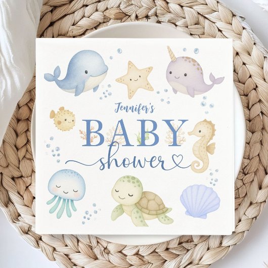Under The Sea Baby Shower Boy Ocean Paper Serviette