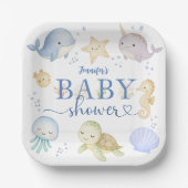Under The Sea Baby Shower Boy Ocean Pappteller (Vorderseite)