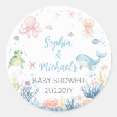 Under the Sea baby shower cupcake topper Runder Aufkleber (Vorderseite)