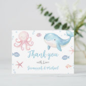 Under the Sea Baby Shower Dankeskarte (Stehend Vorderseite)