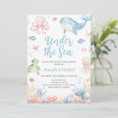 Under the Sea Baby Shower Einladung (Stehend Vorderseite)