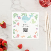 Under the Sea Baby Shower Foto teilen QR Code Serviette (Beispiel)