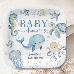 Under The Sea Baby Shower Junge Blaue Ozean Pappteller
